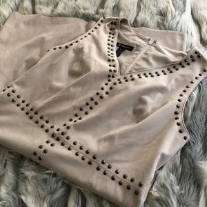 INC Sleeveless Sheath Dress With Studs and Faux Suede
